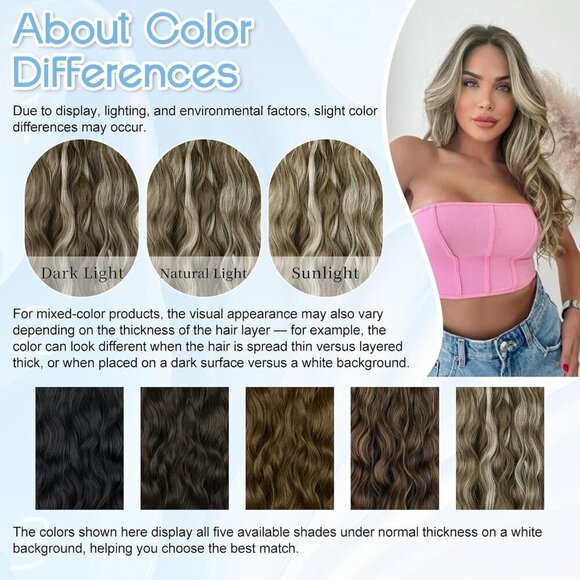 Clip in Hair Extensions Synthetic Wavy 20 Inch Long Voluminous Fit main image 7